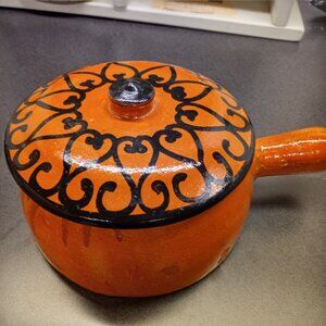 Handmade Clay Pottery Pot W/ Handles. Great GIFT!! Marked Mexico. Terra Cotta
